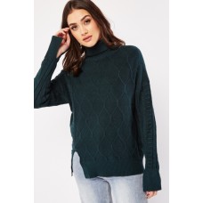 Roll Neck Diamond Knit Jumper