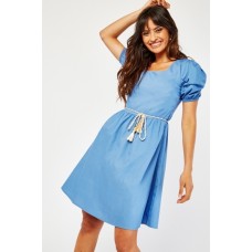 Rope Tie Up Plain Mini Dress