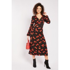 Rose Pattern Midi Dress