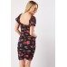 Rose Print Ruched Bodycon Mini Dress