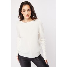 Round Neck Button Detail Knit Top