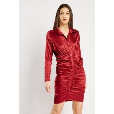 Ruched Bodycon Bordo Dress