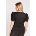 Ruched Short Sleeve Black Top