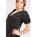 Ruched Short Sleeve Black Top