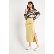 Ruched Side Slit Skirt