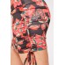 Ruched Tie Up Printed Mini Dress