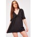 Ruffle Trim Short Sleeve Mini Dress