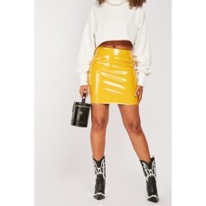 Shiny Faux Leather Mini Skirt