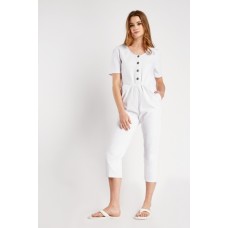 Short Sleeve Buttoned Jumpsuit