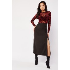 Side Slit Textured Maxi Skirt