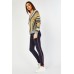 Side Striped Applique Skinny Jeans