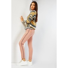 Side Striped Applique Skinny Jeans