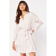 Silky Frilly Hem Mini Dress