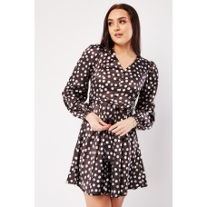 Silky Polka Dot Skater Dress