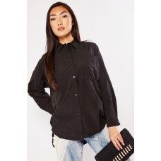 Single Front Pocket Black Shirt