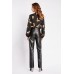 Slit Front Faux Leather Trousers