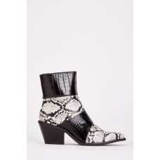 Snake Mixed Court Heeled Boots