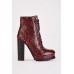 Snake Print Chunky Heeled Boots