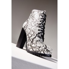 Snake Print Chunky Heeled Boots