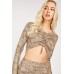 Snake Skin Print Gathered Crop Top