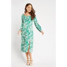 Square Neck Daisy Print Dress