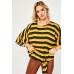 Striped Batwing Sleeve Blouse