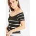 Striped Lettuce Neckline Rib Dress