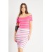 Striped Lettuce Neckline Rib Dress