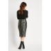 Studded Faux Leather Midi Skirt