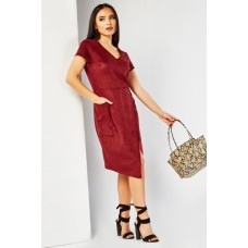 Suedette Wrap Wine Dress