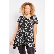 Swirl Print Asymmetric Top