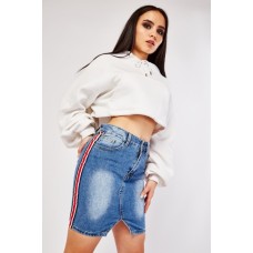 Tape Side Denim Cotton Skirt