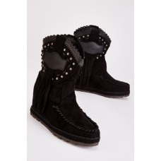 Tassel Studded Wedged Boots