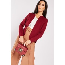 Textured Burgundy Open Blazer