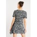 Textured Floral Print Mini Dress