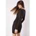 Textured Long Sleeve Bodycon Mini Dress