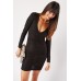 Textured Long Sleeve Bodycon Mini Dress