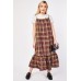 Textured Plaid Ruffle Strappy Dress