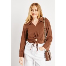 Tie Up Front Crop Blouse