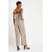 Tie Up Front Striped Jumpsuit