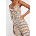 Tie Up Front Striped Jumpsuit