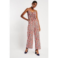 Tie Up Front Striped Jumpsuit