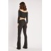 Tie Up Waist Flared Knitted Trousers