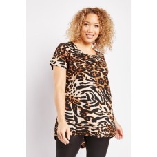 Tiger Print Short Sleeve Top