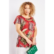 Tropical Leaf Print Top