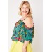 Tropical Print Cold Shoulder Top