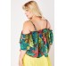 Tropical Print Cold Shoulder Top