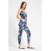 Tropical Print Wrap Jumpsuit