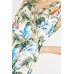 Tropical Print Wrap Midi Dress