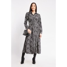 Tweed Pattern Print Shirt Dress